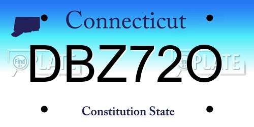 DBZ72O Connecticut License Plate