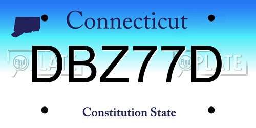DBZ77D Connecticut License Plate