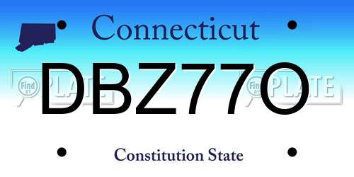 DBZ77O Connecticut License Plate