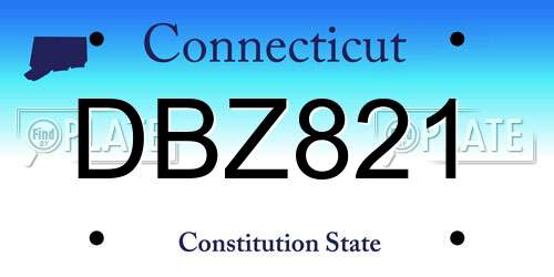 DBZ821 Connecticut License Plate