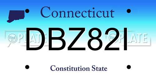 DBZ82I Connecticut License Plate