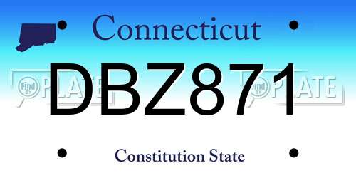 DBZ871 Connecticut License Plate