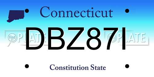 DBZ87I Connecticut License Plate
