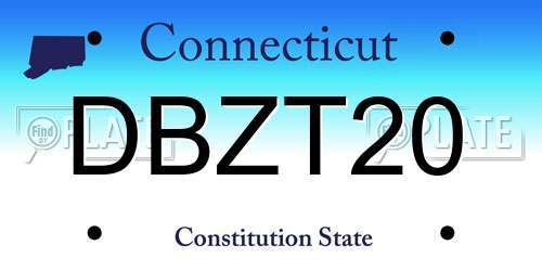 DBZT20 Connecticut License Plate