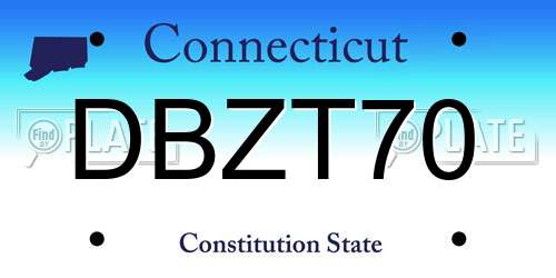 DBZT70 Connecticut License Plate