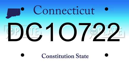 DC1O722 Connecticut License Plate