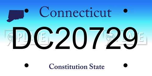 DC20729 Connecticut License Plate