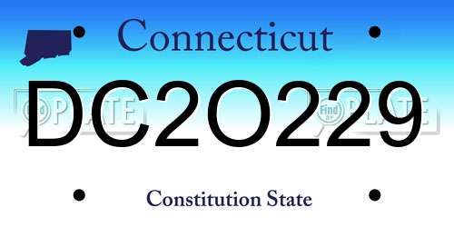 DC2O229 Connecticut License Plate