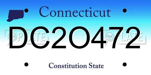 DC2O472 Connecticut License Plate
