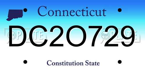 DC2O729 Connecticut License Plate