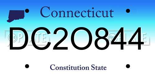 DC2O844 Connecticut License Plate