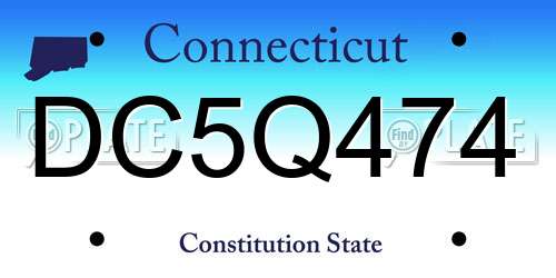 DC5Q474 Connecticut License Plate