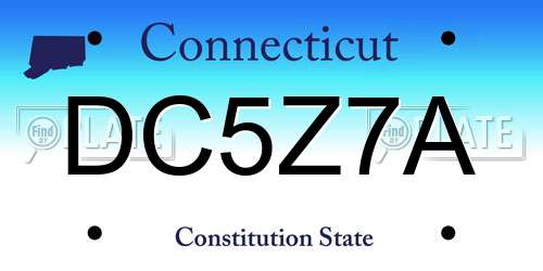 DC5Z7A Connecticut License Plate