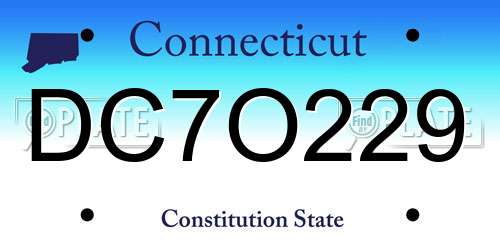 DC7O229 Connecticut License Plate