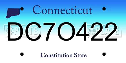 DC7O422 Connecticut License Plate