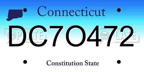 DC7O472 Connecticut License Plate