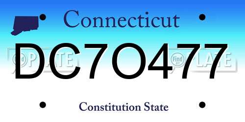 DC7O477 Connecticut License Plate