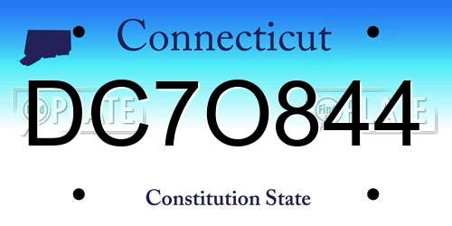 DC7O844 Connecticut License Plate