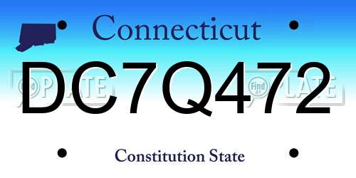 DC7Q472 Connecticut License Plate