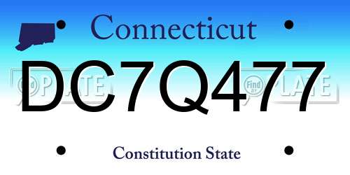DC7Q477 Connecticut License Plate