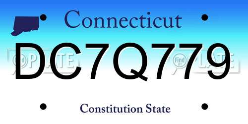 DC7Q779 Connecticut License Plate