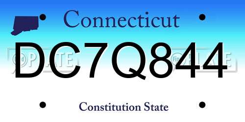 DC7Q844 Connecticut License Plate