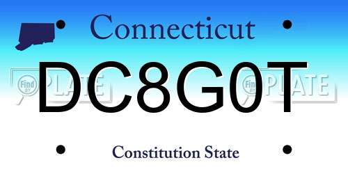 DC8G0T Connecticut License Plate
