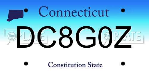 DC8G0Z Connecticut License Plate