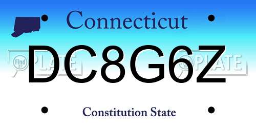 DC8G6Z Connecticut License Plate