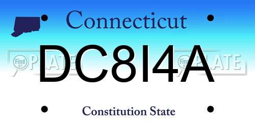 DC8I4A Connecticut License Plate