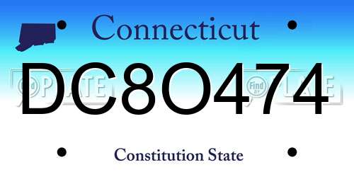 DC8O474 Connecticut License Plate