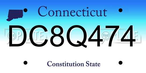 DC8Q474 Connecticut License Plate