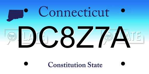 DC8Z7A Connecticut License Plate