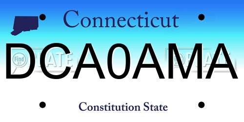 DCA0AMA Connecticut License Plate