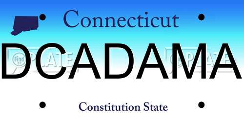 DCADAMA Connecticut License Plate