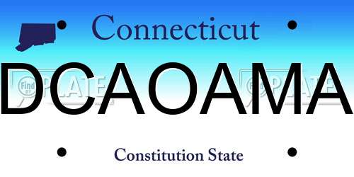 DCAOAMA Connecticut License Plate