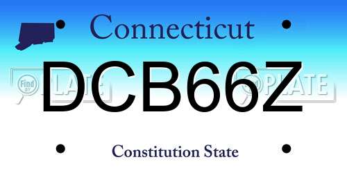 DCB66Z Connecticut License Plate