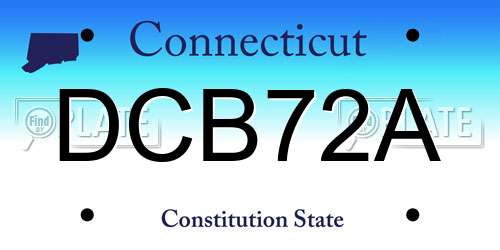 DCB72A Connecticut License Plate