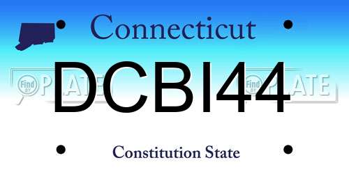 DCBI44 Connecticut License Plate