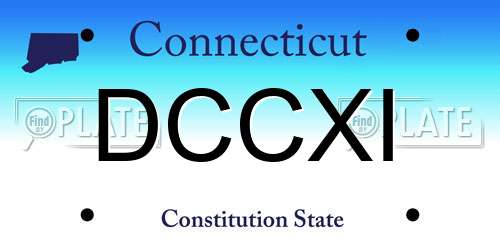 DCCXI Connecticut License Plate