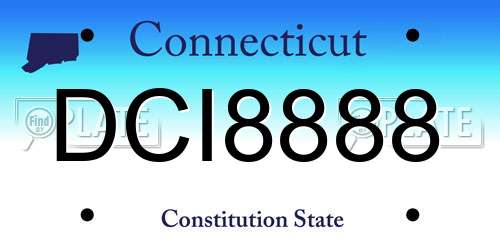 DCI8888 Connecticut License Plate