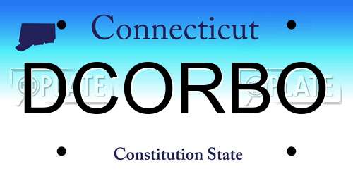 DCORBO Connecticut License Plate