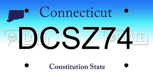 DCSZ74 Connecticut License Plate