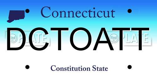 DCTOATT Connecticut License Plate