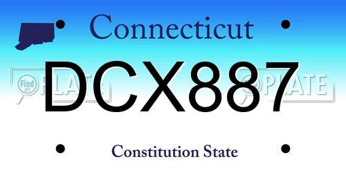 DCX887 Connecticut License Plate