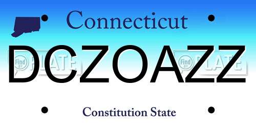 DCZOAZZ Connecticut License Plate