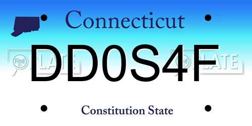 DD0S4F Connecticut License Plate