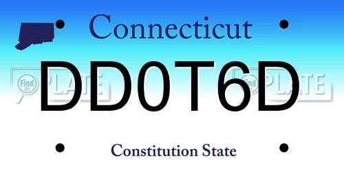 DD0T6D Connecticut License Plate