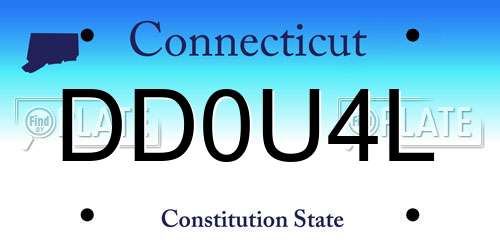 DD0U4L Connecticut License Plate
