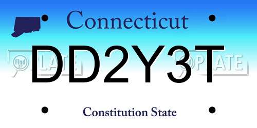 DD2Y3T Connecticut License Plate
